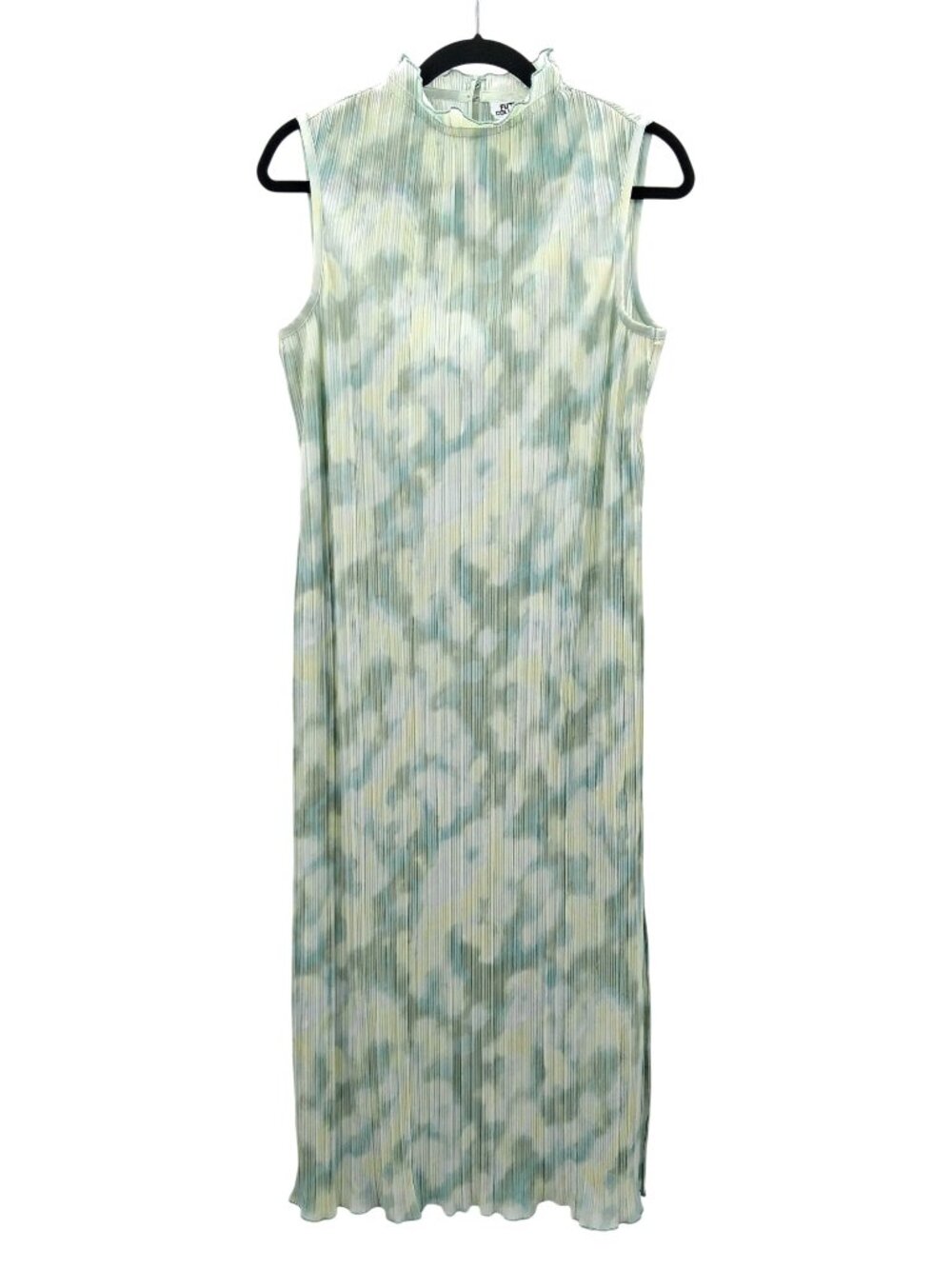 Future Collective Sleeveless Midi Dress Size Medium Green & White Abstract Print
